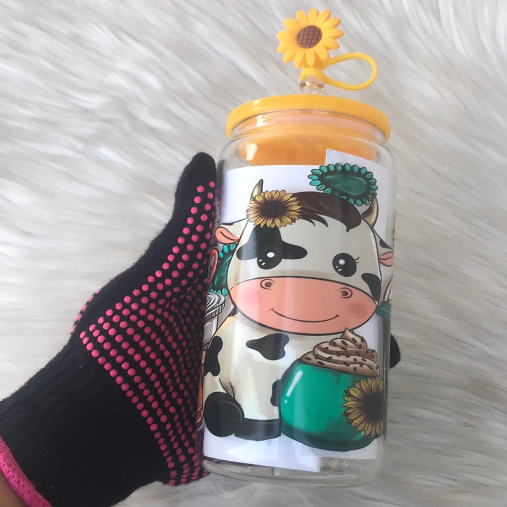 Cow glass can 16oz